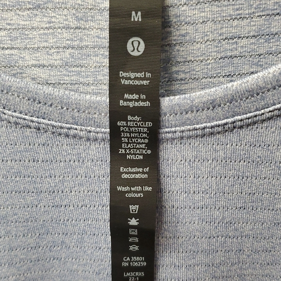 lululemon Light Blue/Gray Men's Short Sleeve Tee - Picture 2 of 5